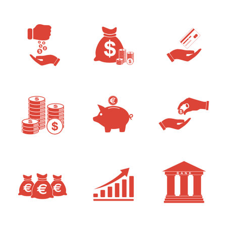 Money icons set. Flat design style のイラスト素材
