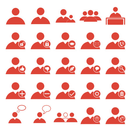 User Web Icons Set, Flat design styleのイラスト素材