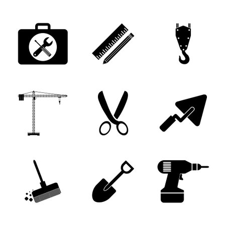 Working tools icon set. Flat design style のイラスト素材