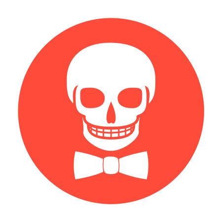Skull icon isolated, tie. Flat design style  のイラスト素材