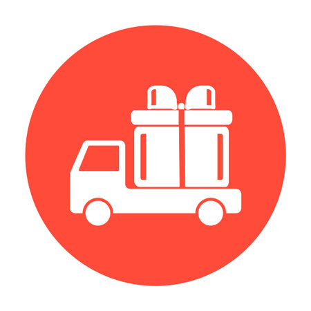 truck with a gift vector icon のイラスト素材