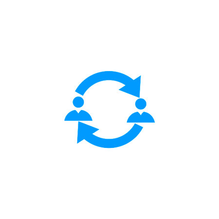 Business communication. Conceptual illustration. Profile users connected icon. Social icons. Men exchanging symbolのイラスト素材