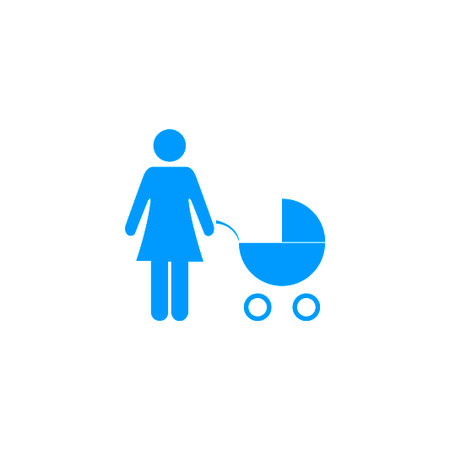 Woman with pram pictogram flat icon. design style eps 10のイラスト素材