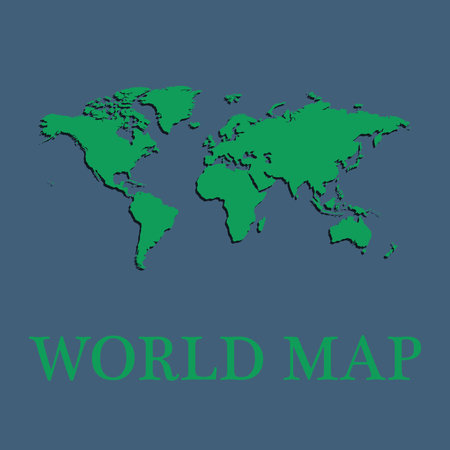 Vector world map background with long shadow and flat design style, clean and modernのイラスト素材