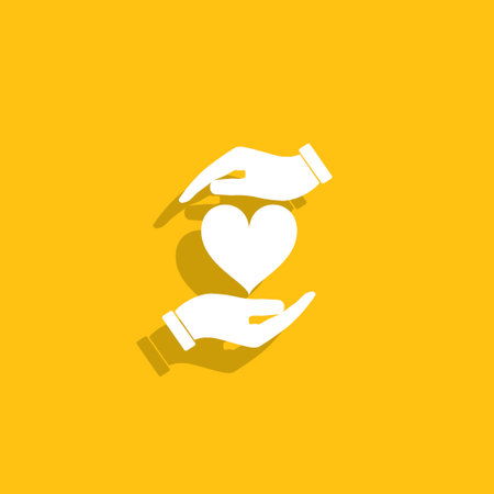 Vector icon - hands holding heart. Flat design styleのイラスト素材