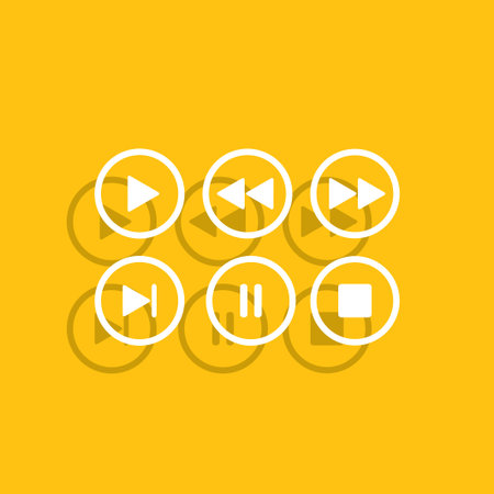 Media player buttons collection vector design elements.