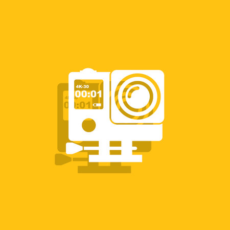 Action camera outline monochrome icon. Extreme cam.のイラスト素材