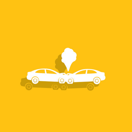 Car crash concept. Layered vector illustration. Flatのイラスト素材