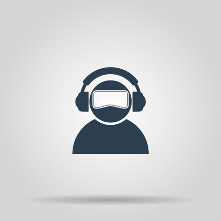Virtual reality gaming and entertainment headset iconのイラスト素材