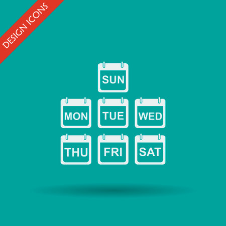 Illustration of Realistic Vector Calendar Icon made in Trendy Flat Style. Set of Every Day of a Week Calendar Icons.のイラスト素材