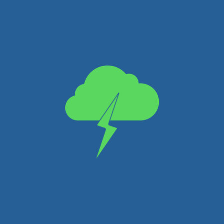 Lightning bolt weather flat line icon infographic illustration template for web or brochure. Vector...