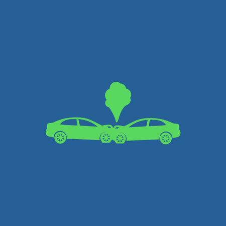 Car crash concept. Layered vector illustration. Flatのイラスト素材