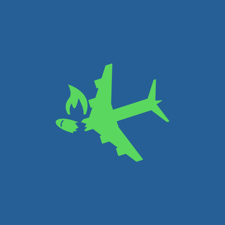Airplane Crash vector icon. Style is flat symbol,