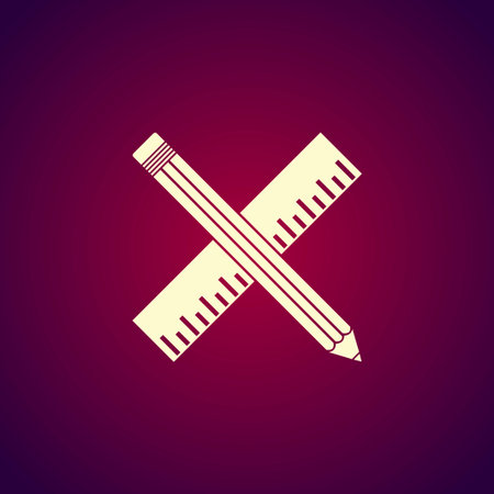 Pencil with ruler icon. Flat design style.のイラスト素材