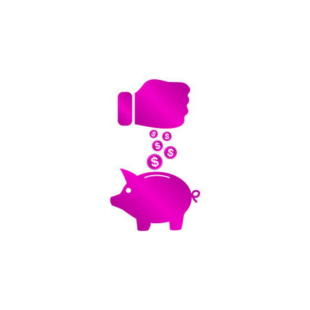 piggy bank and hand with coin black icon.vector illustrationのイラスト素材