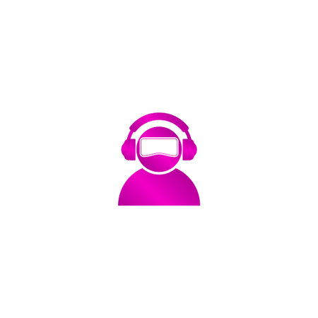 Virtual reality headset icon, flat design, vectorのイラスト素材