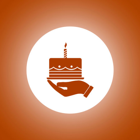 Birthday cake web icon. Flat design style