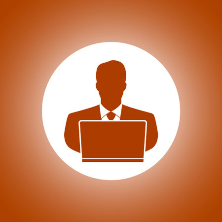 people with computer, person with laptop icon.のイラスト素材