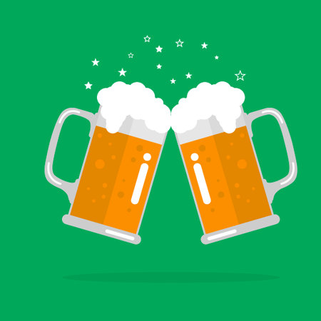 Toasting glasses of beer.  Illustration EPSのイラスト素材