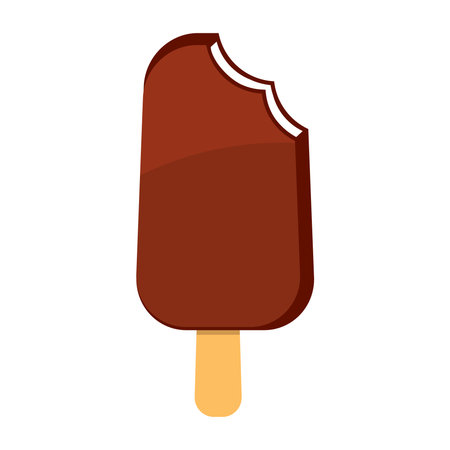 Illustration of chocolate ice cream with a piece bitten off. Isolated on whiteのイラスト素材