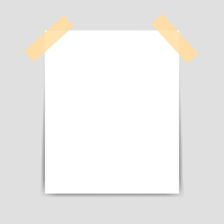 Fixed white square paper and real shadow, use for background or other.のイラスト素材