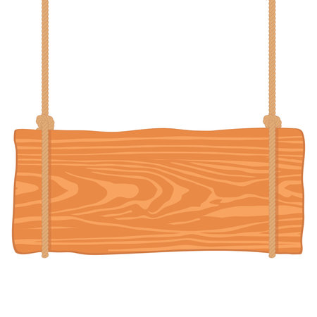 Wooden singboard hanging on ropesのイラスト素材