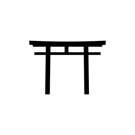 Vector Flat Color Shinto Icon - Japanese Red Torii Gate.のイラスト素材