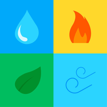 Four elements - vector icons set - fire, water, air, groundのイラスト素材