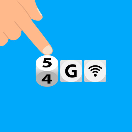 5g - 5th Generation Wireless Internet Network Connection Information Technology Illustration. Mobile devices telecommunication business web networking logotype vector illustration.のイラスト素材