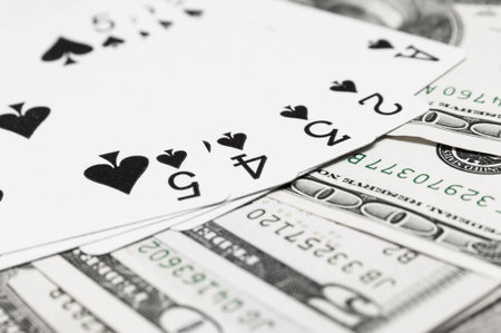 Playing Cards and Cashの写真素材