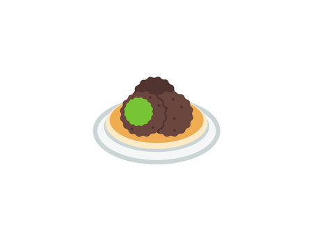 Falafel vector flat emoticon. Isolated Falafel emoji illustration. Falafel iconのイラスト素材