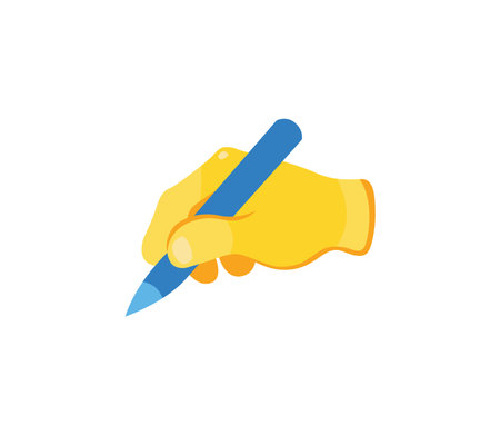 Writing hand emoji gesture vector isolated icon illustration. Writing hand gesture iconのイラスト素材