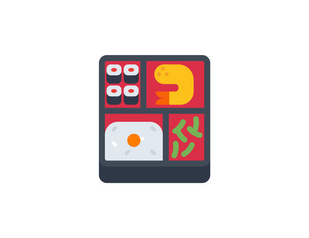 Bento Box vector flat emoticon. Isolated Bento Box emoji illustration. Bento Box iconのイラスト素材