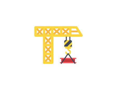 Building Construction Crane vector flat emoticon. Isolated Crane illustration. Building Construction iconのイラスト素材