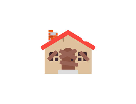 Derelict House vector flat emoticon. Isolated Abandoned House illustration. Old House iconのイラスト素材