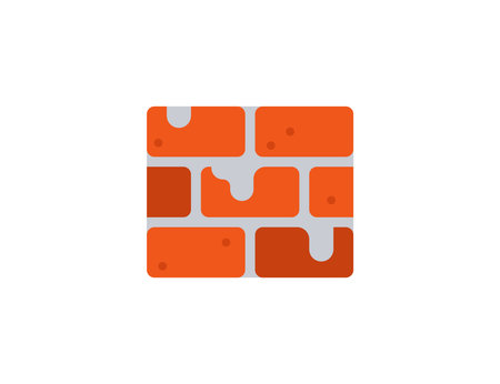 Brick wall vector flat emoticon. Isolated Brick emoji illustration. Brick iconのイラスト素材