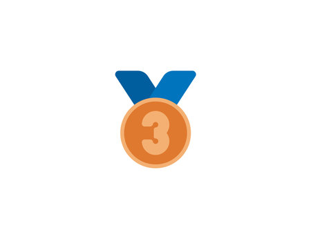 3rd Place Medal vector flat emoticon. Isolated Bronze Medal illustration. 3rd Place Medal iconのイラスト素材