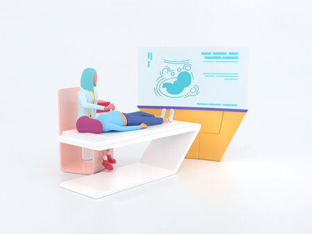 Healthcare series: Ultrasound doctor. Ultrasound specialist at workの写真素材
