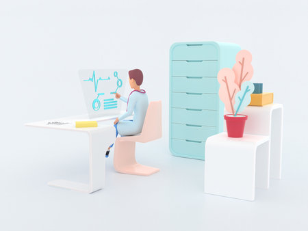 Healthcare series: Cardiologist specialist at work. 3d renderの写真素材