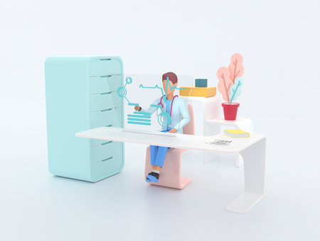 Healthcare series: Cardiologist specialist at work. 3d renderの写真素材