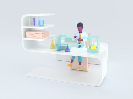 Healthcare series: Laboratory. laboratory assistant 3d renderの写真素材