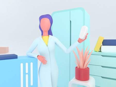 Healthcare series: Pharmacist. Pharmacist at work 3d renderの写真素材