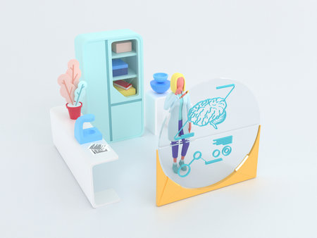 Healthcare series: Neurologist. Hearts diagnostic 3d renderの写真素材