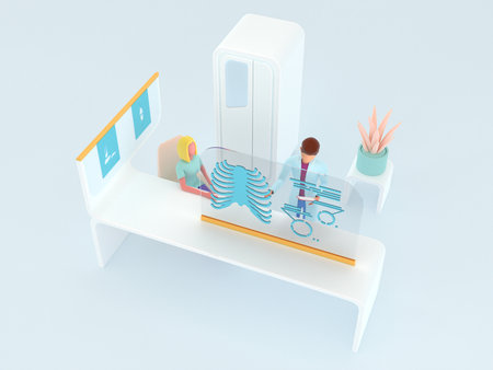 Healthcare series: Radiographer specialist at work. 3d render.の写真素材