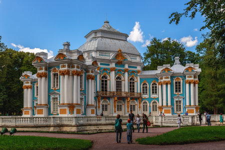 The Great  Palace of Tsarskoye Selo the Catherine Palace Chapel Church of the Resurrection. Pushkin near St.Petersburg, Russia parkのeditorial素材