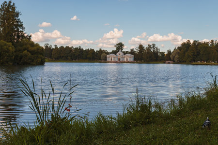 The Great  Palace of Tsarskoye Selo the Catherine Palace Chapel Church of the Resurrection. Pushkin near St.Petersburg, Russia parkのeditorial素材