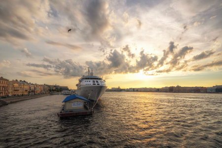 Cruise ship Silver Cloud St. Peterburg, summerの写真素材