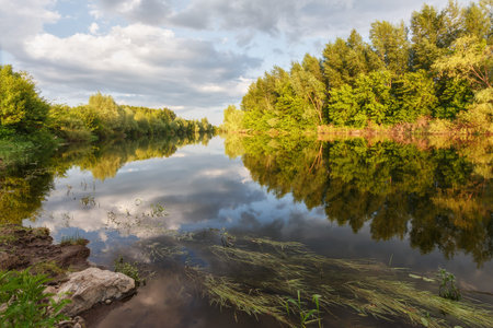 A warm summer evening on the river Sakmara, Orenburzhye