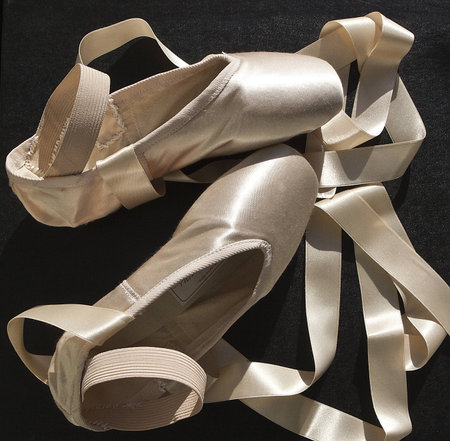 ballet slippers in close-upの写真素材