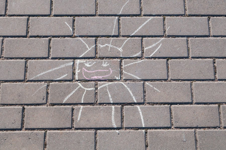 Simple Children's drawing on the paving